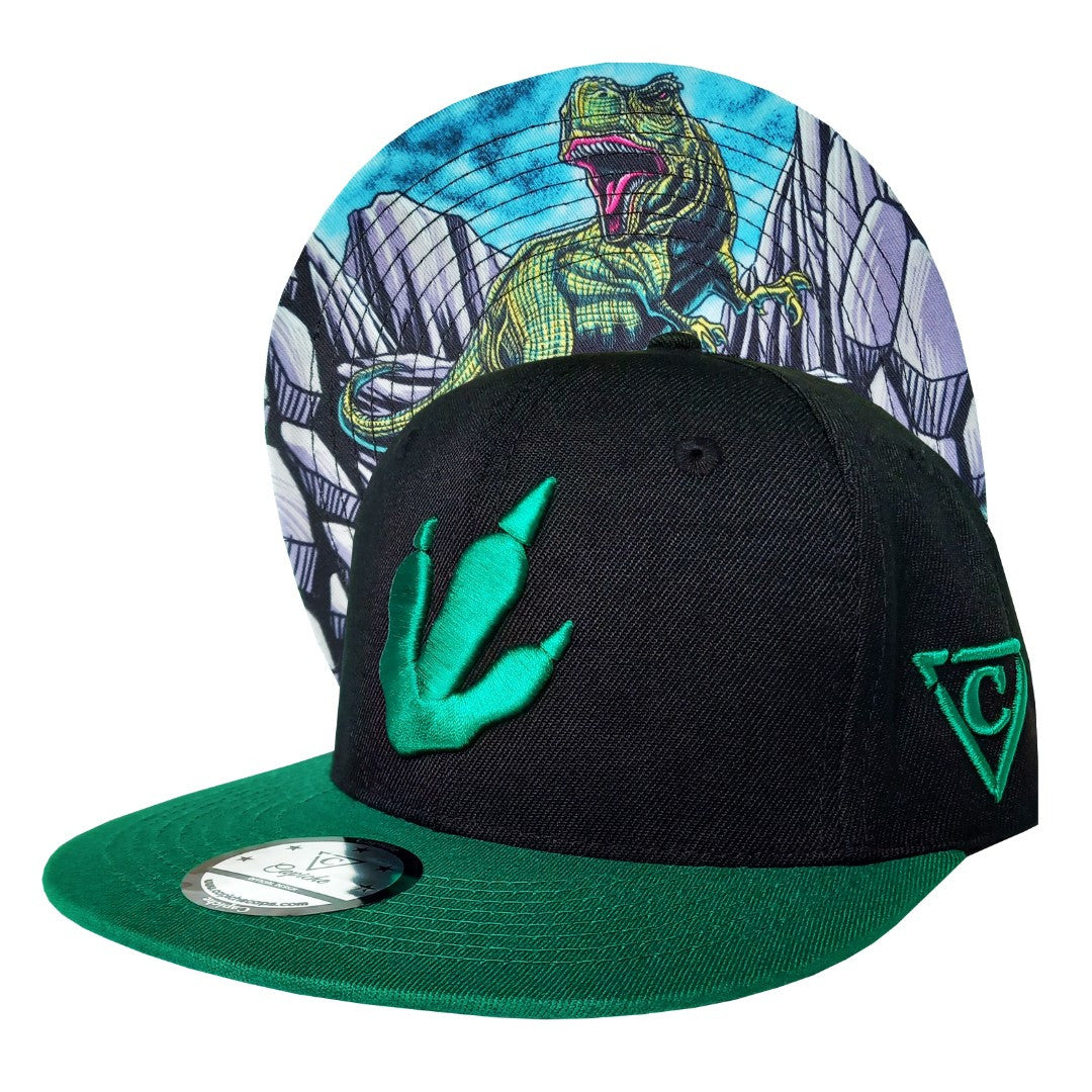 T-rex Snapback - Black/Green - Capiche Caps Black