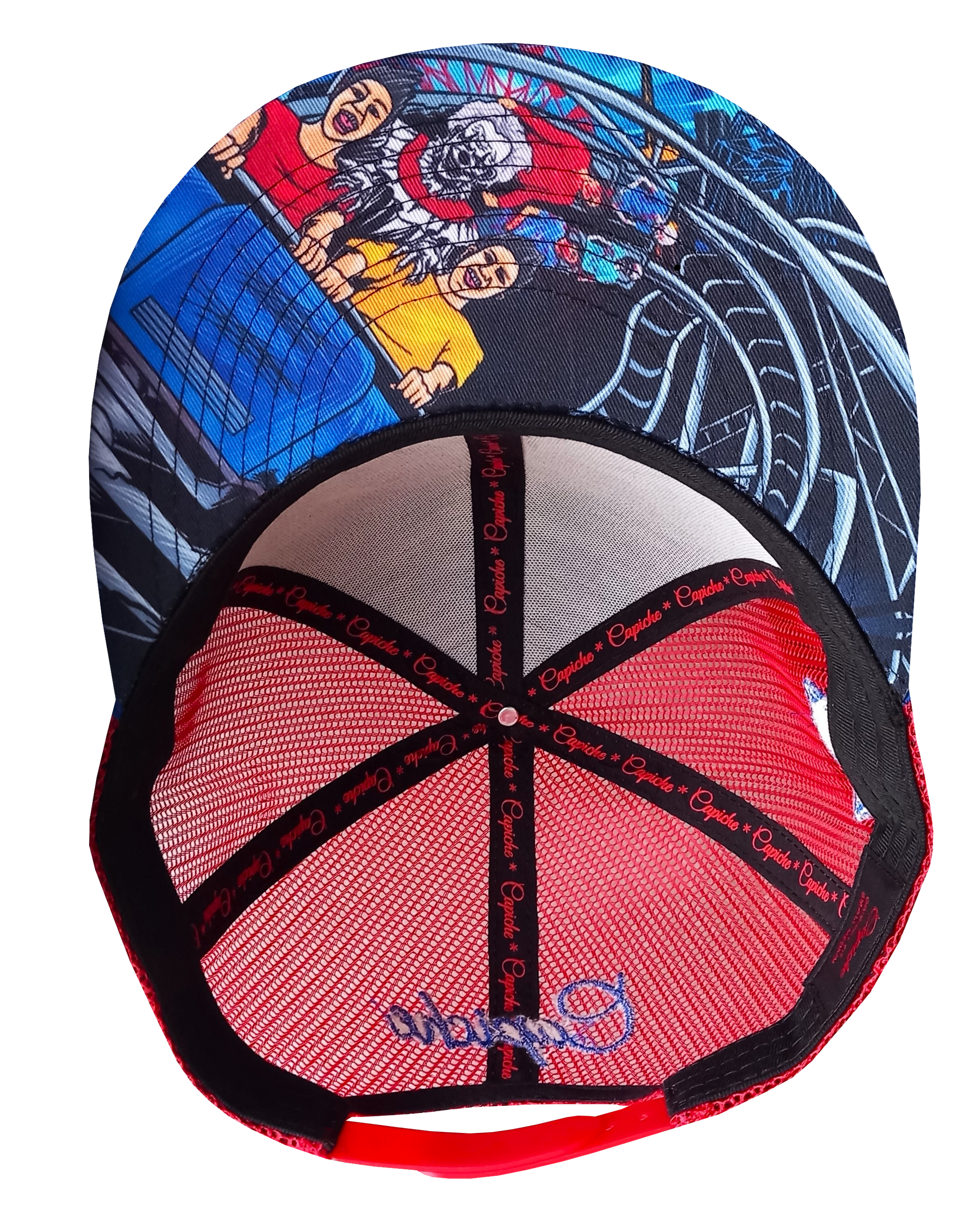 Wild Ride Trucker Snapback - Blue Suede/Red Mesh - Capiche Caps Clown