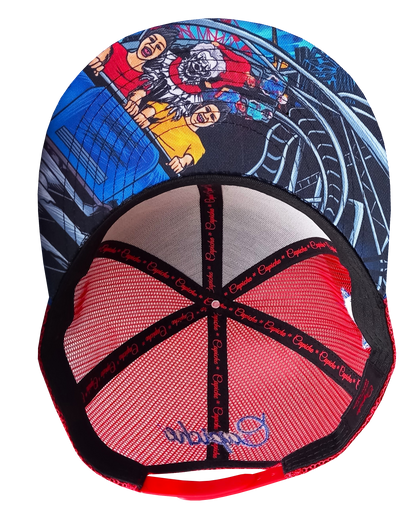 Wild Ride Trucker Snapback - Blue Suede/Red Mesh - Capiche Caps Clown