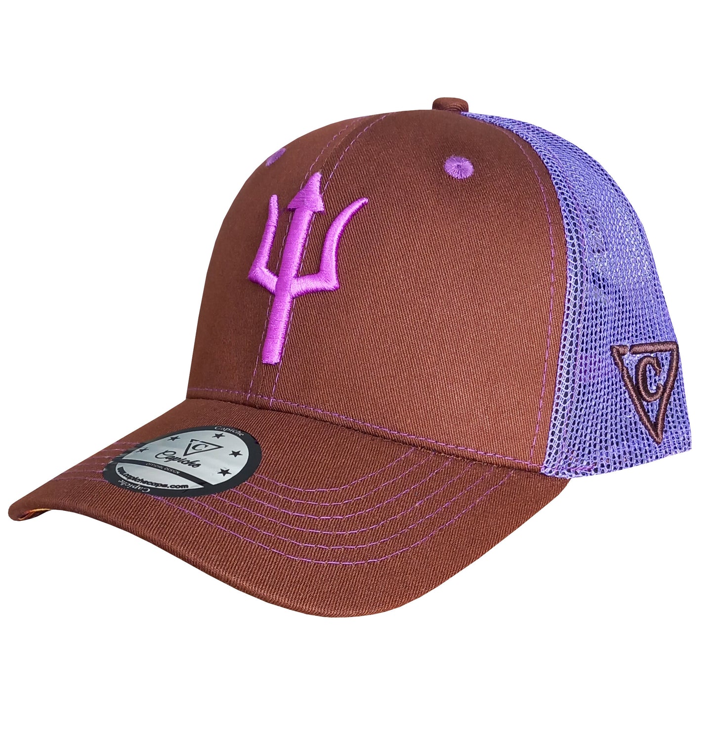 Argus Trucker Cap - Brown/Purple - Capiche Caps Purple