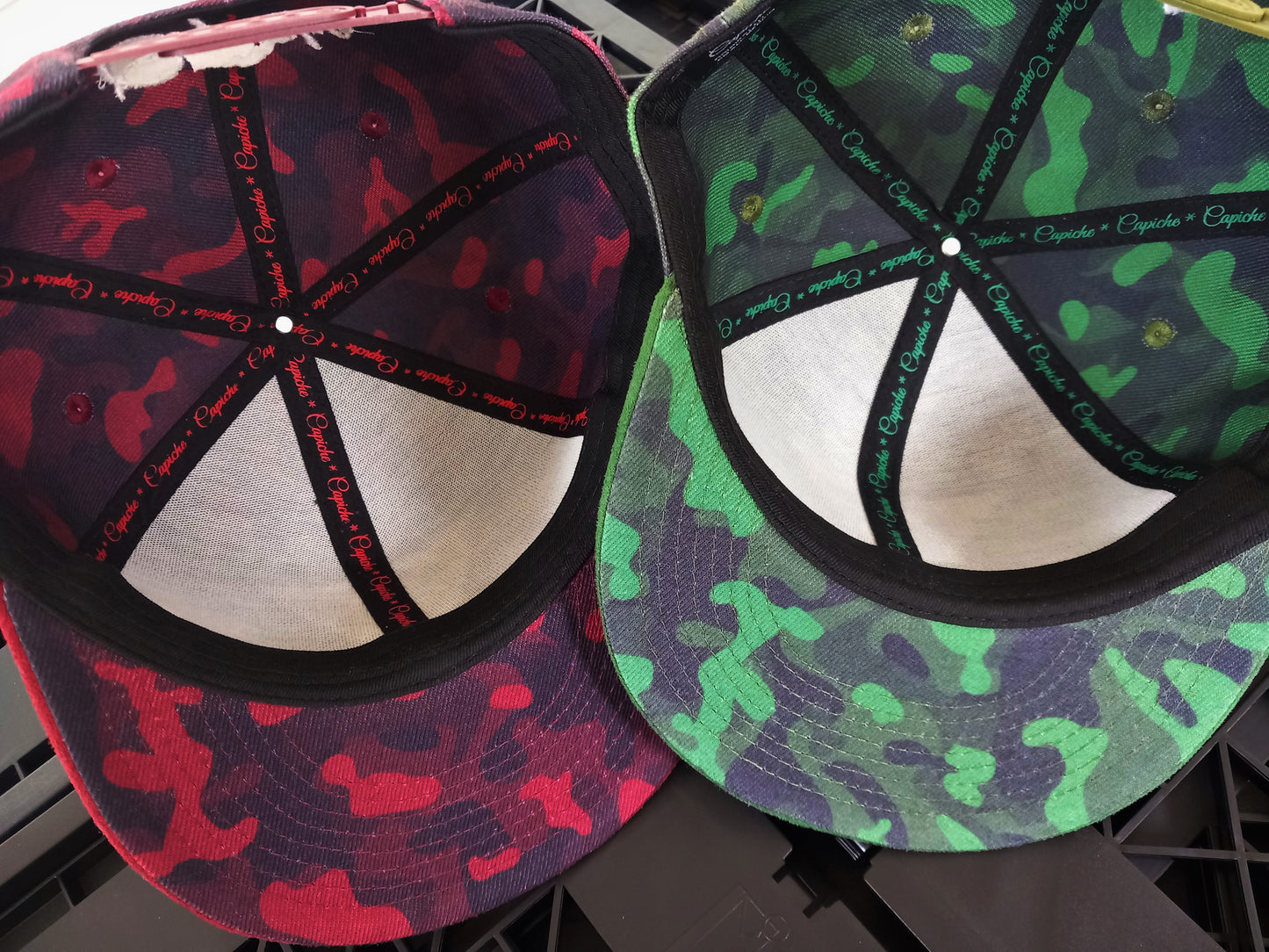 Green Camo Snapback - Suede Brim - Capiche Caps Suede