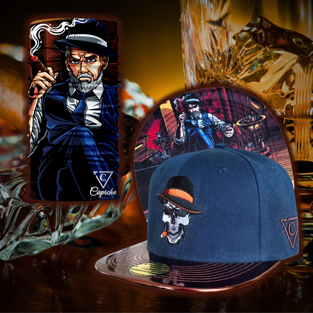 Cigar Snapback - Dark Blue/Brown Metallic - Capiche Caps Snapback