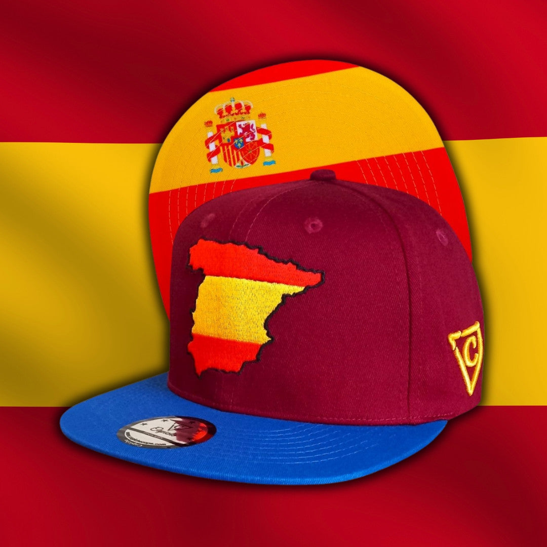 European Championship Spain Dark Red Snapback Baseball Cap Blue Brim (9).jpg