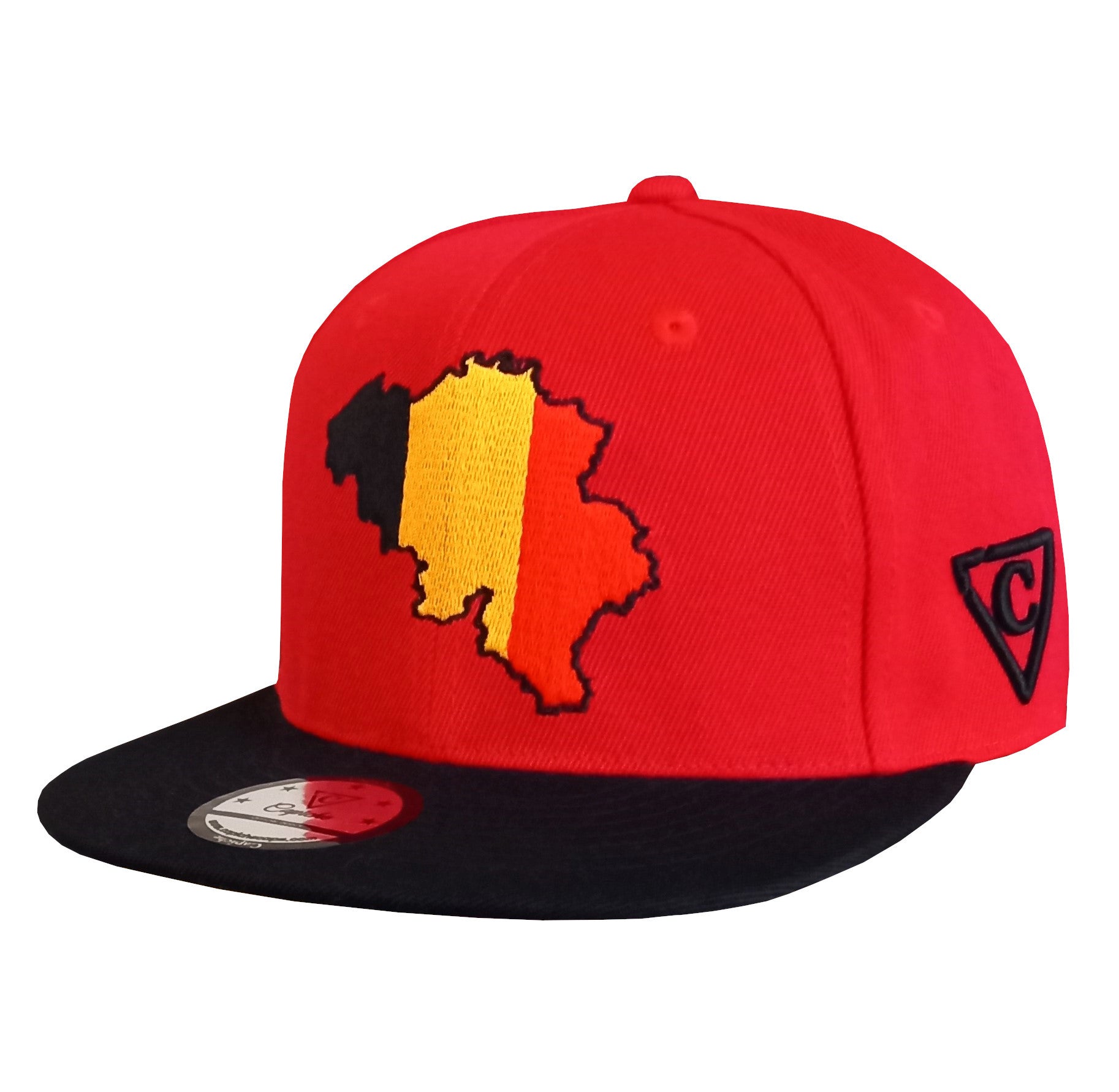 European Championship Belgium Red Snapback Baseball Cap Black Visor (3).jpg