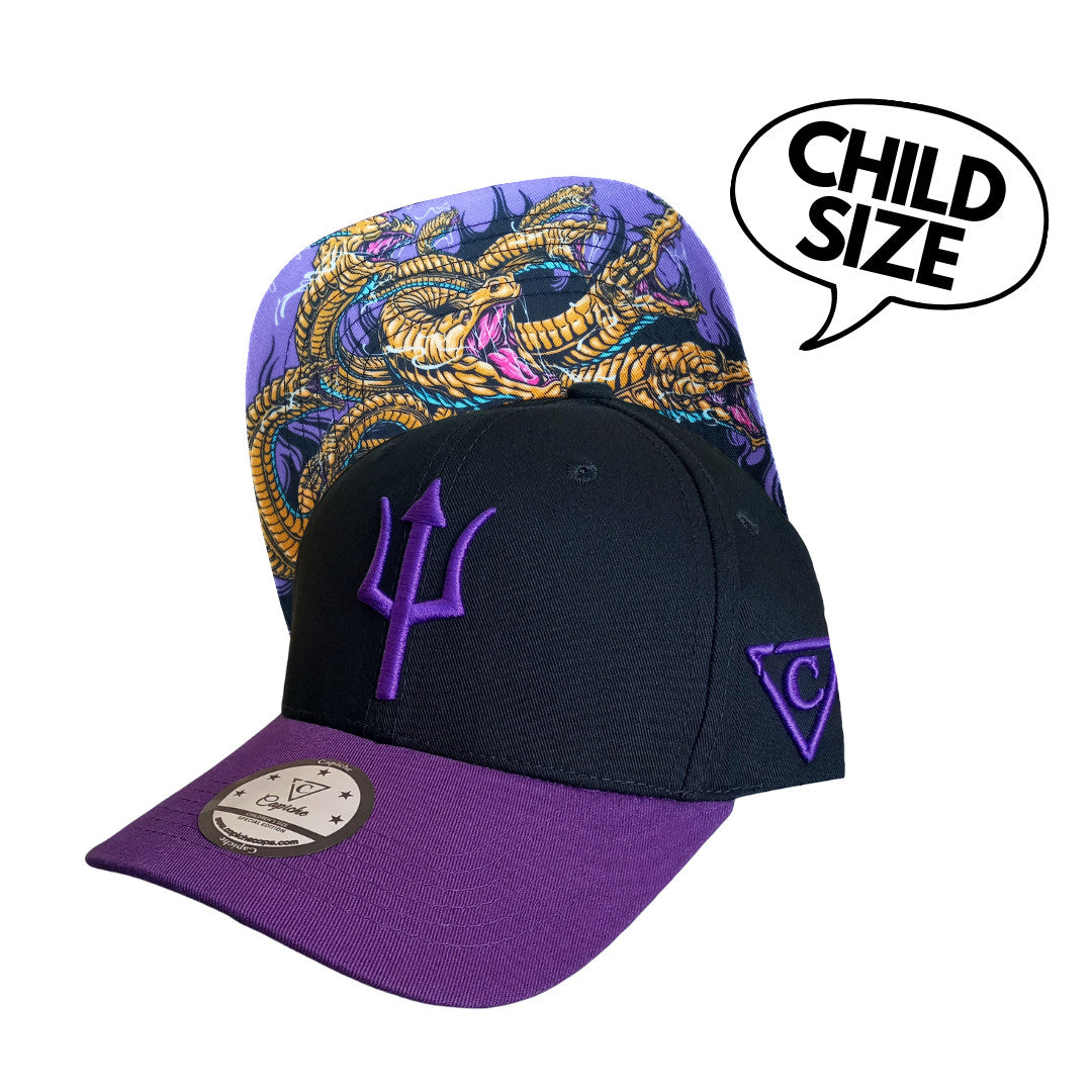 Hydra Curved Cap Child Size - Black/Purple - Capiche Caps Purple