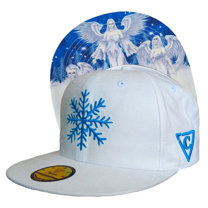 Snow Angels Snapback - White Suede - Capiche Caps Suede