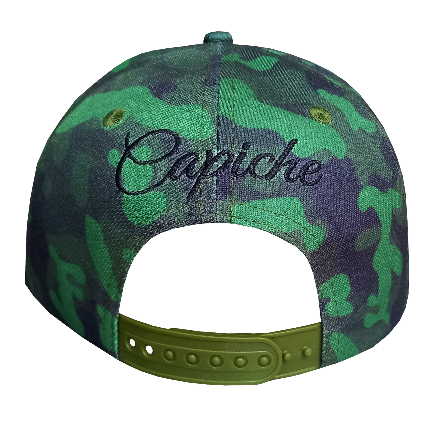 Green Camo Curved Cap - Green/Black Metallic - Capiche Caps Black