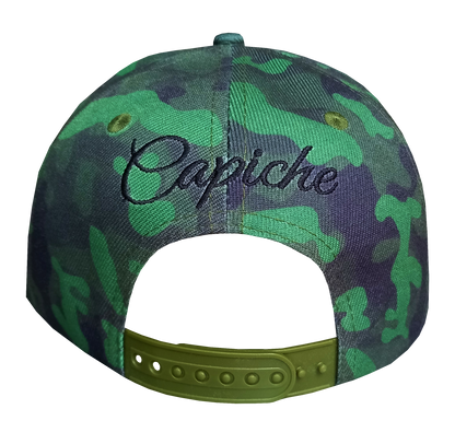 Green Camo Curved Cap - Green/Black Metallic - Capiche Caps Black