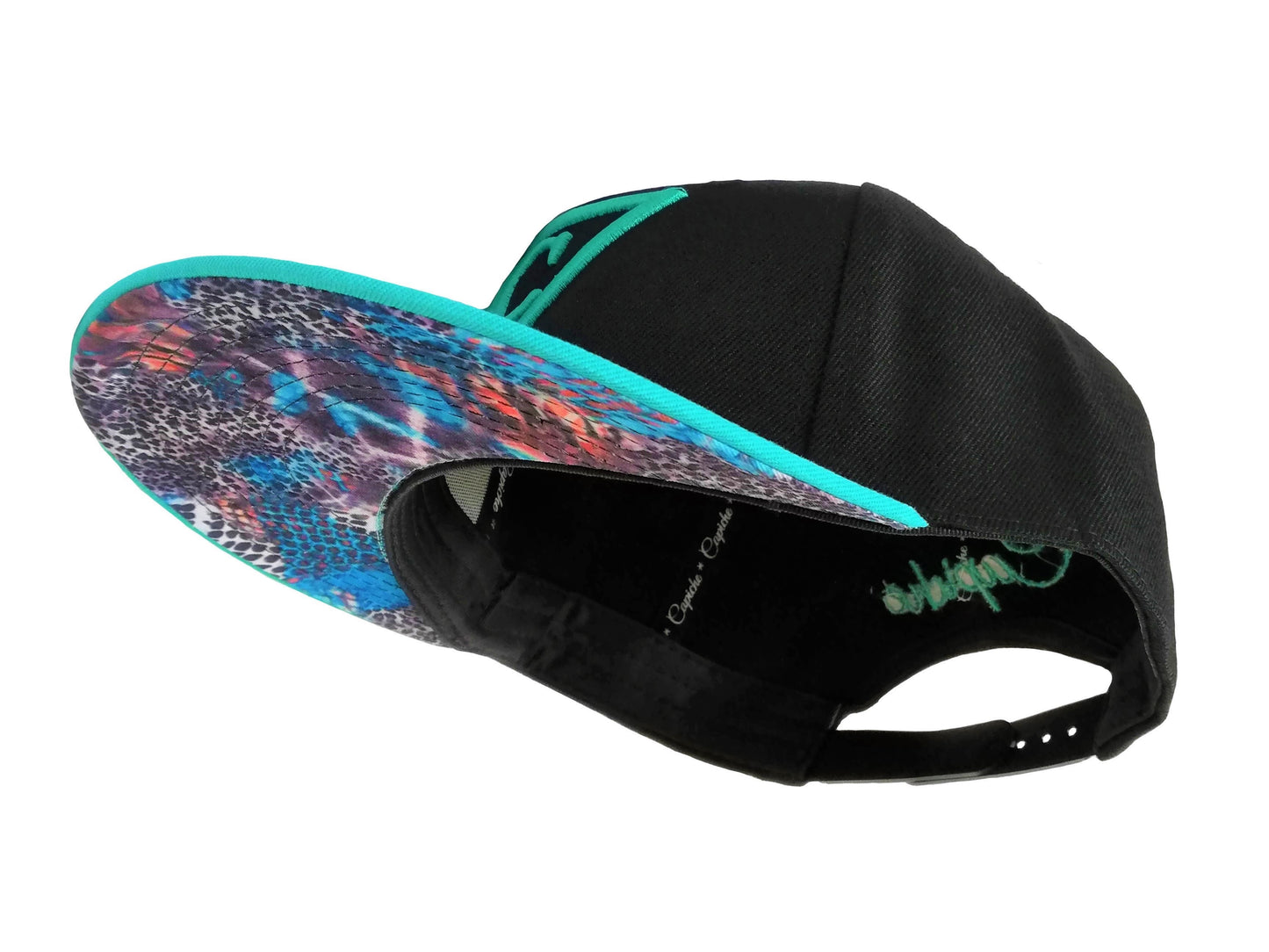 Animix Snapback - Black/Aqua - Capiche Caps Black