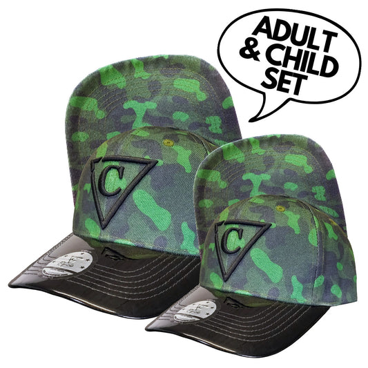 DAD&CHILD Set Green Camo - Green/Black - Capiche Caps Black