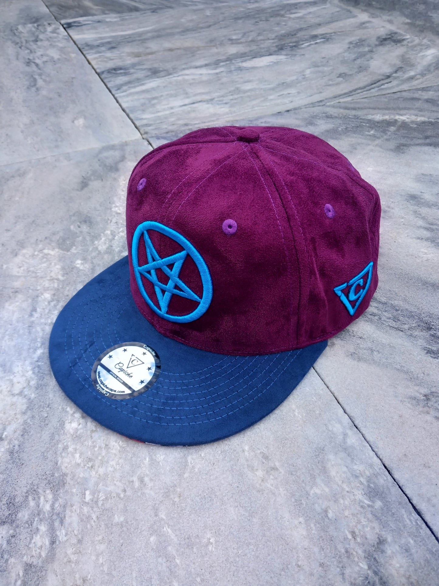 Cursed Family Snapback - Purple/Blue Suede - Capiche Caps Purple