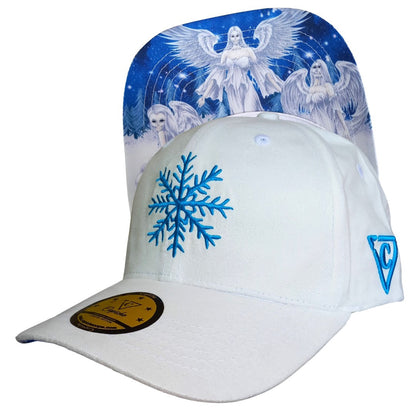 Snow Angels Curved Cap - White Suede - Capiche Caps Suede