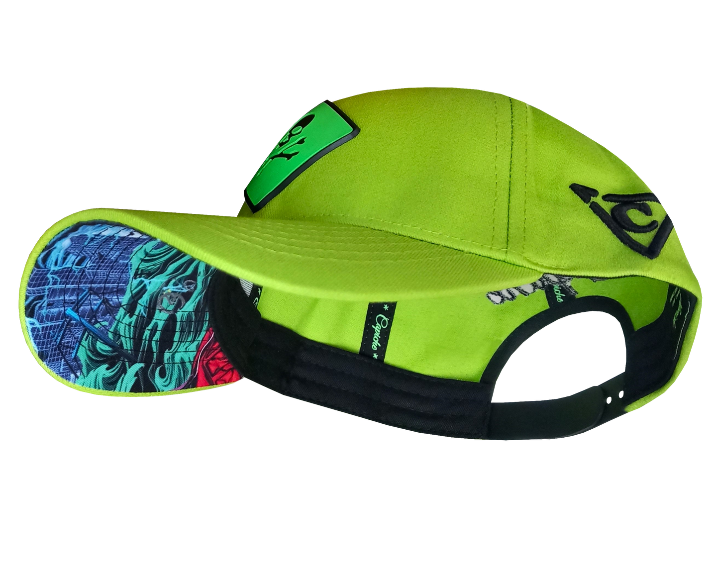 Toxic Tsunami Curved Cap - Neon Green - Capiche Caps Rubber