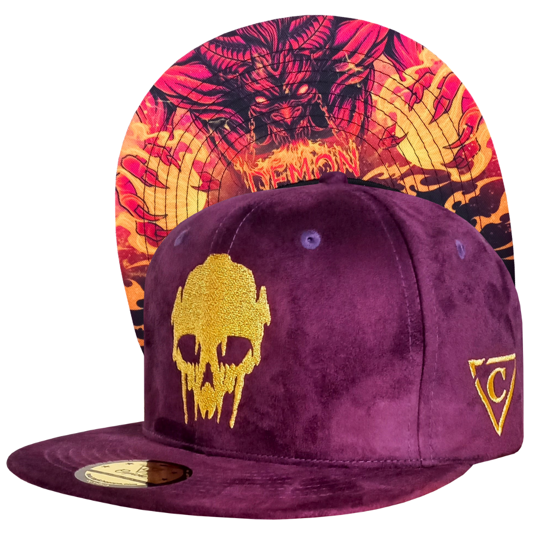 Demon Snapback - Purple Suede & Golden Thread - Capiche Caps Best Sellers