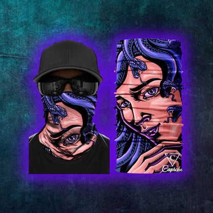 Medusa Biker Mask - Purple/Beige - Capiche Caps Purple