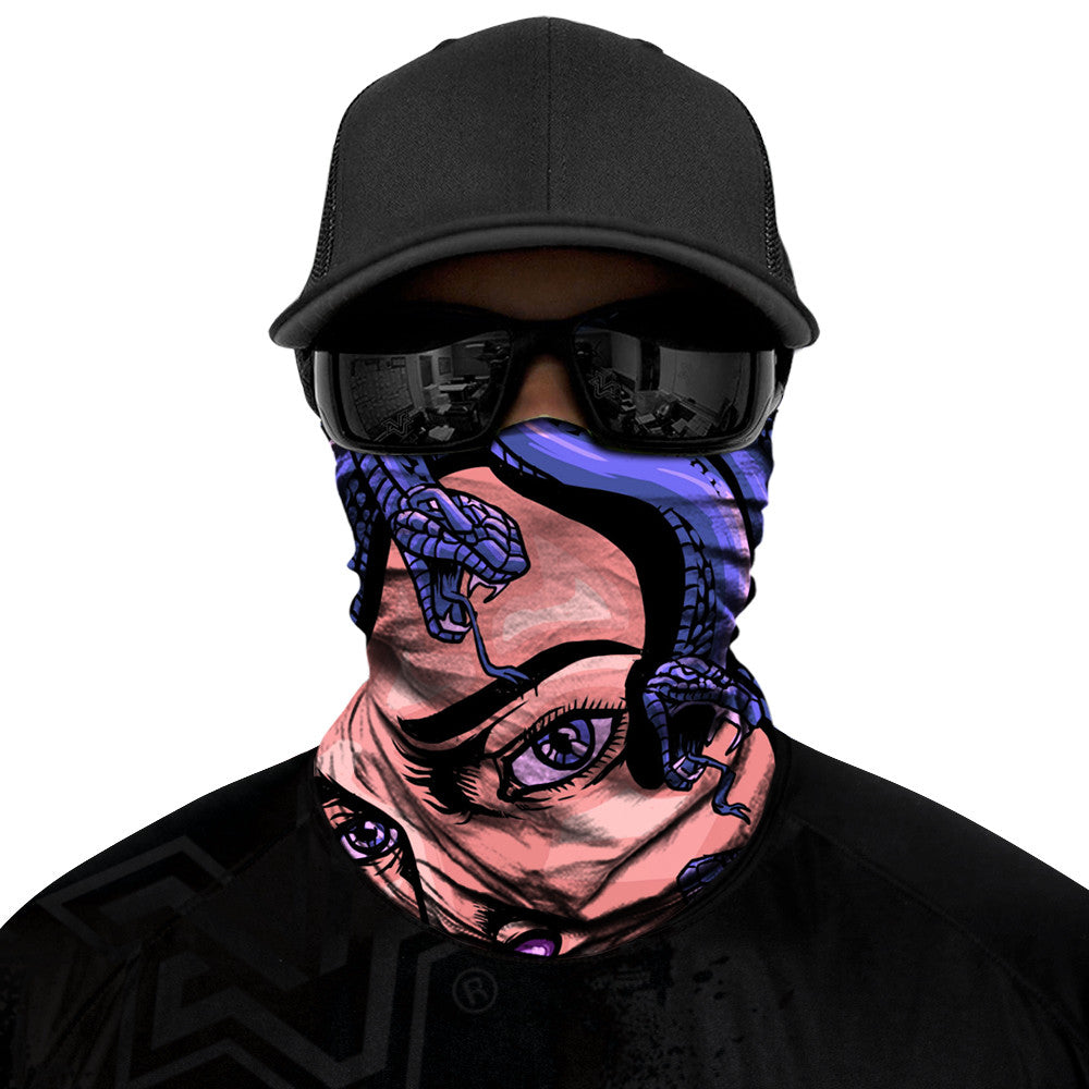 Medusa Biker Mask - Purple/Beige - Capiche Caps Purple