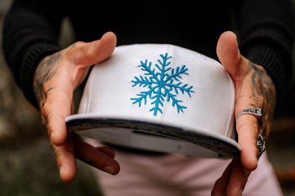 Snow Angels Snapback - White Suede - Capiche Caps Suede