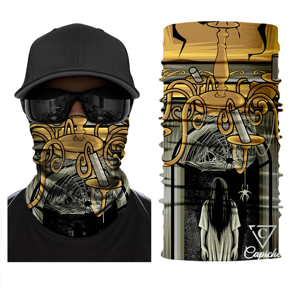 Cursed Mansion Biker Mask - Yellow/Grey - Capiche Caps Biker Mask