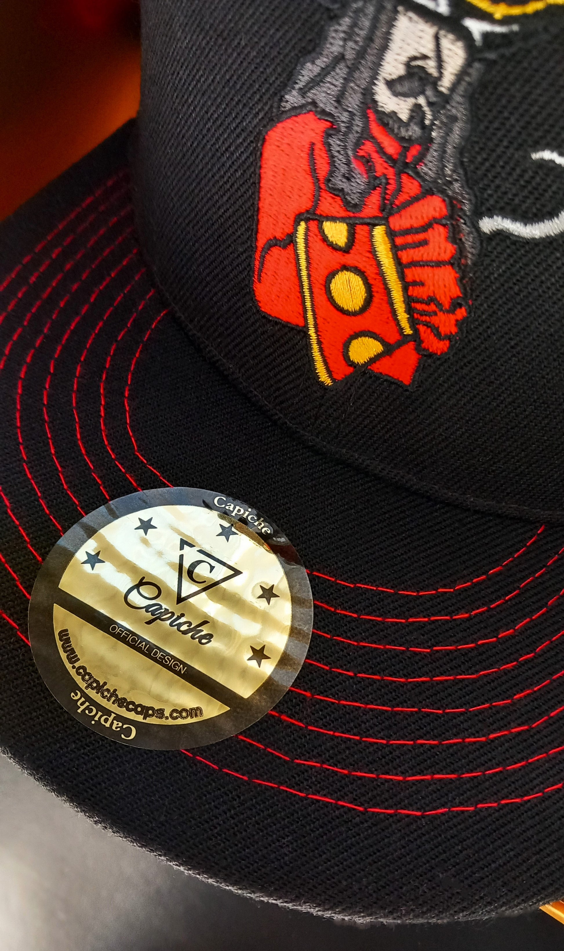 Pirates Snapback - Black & Red Stitches - Capiche Caps Black