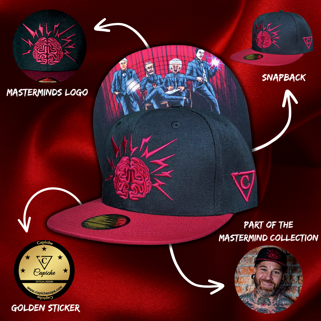 Masterminds Snapback - Black/Dark Red - Capiche Caps Mastermind