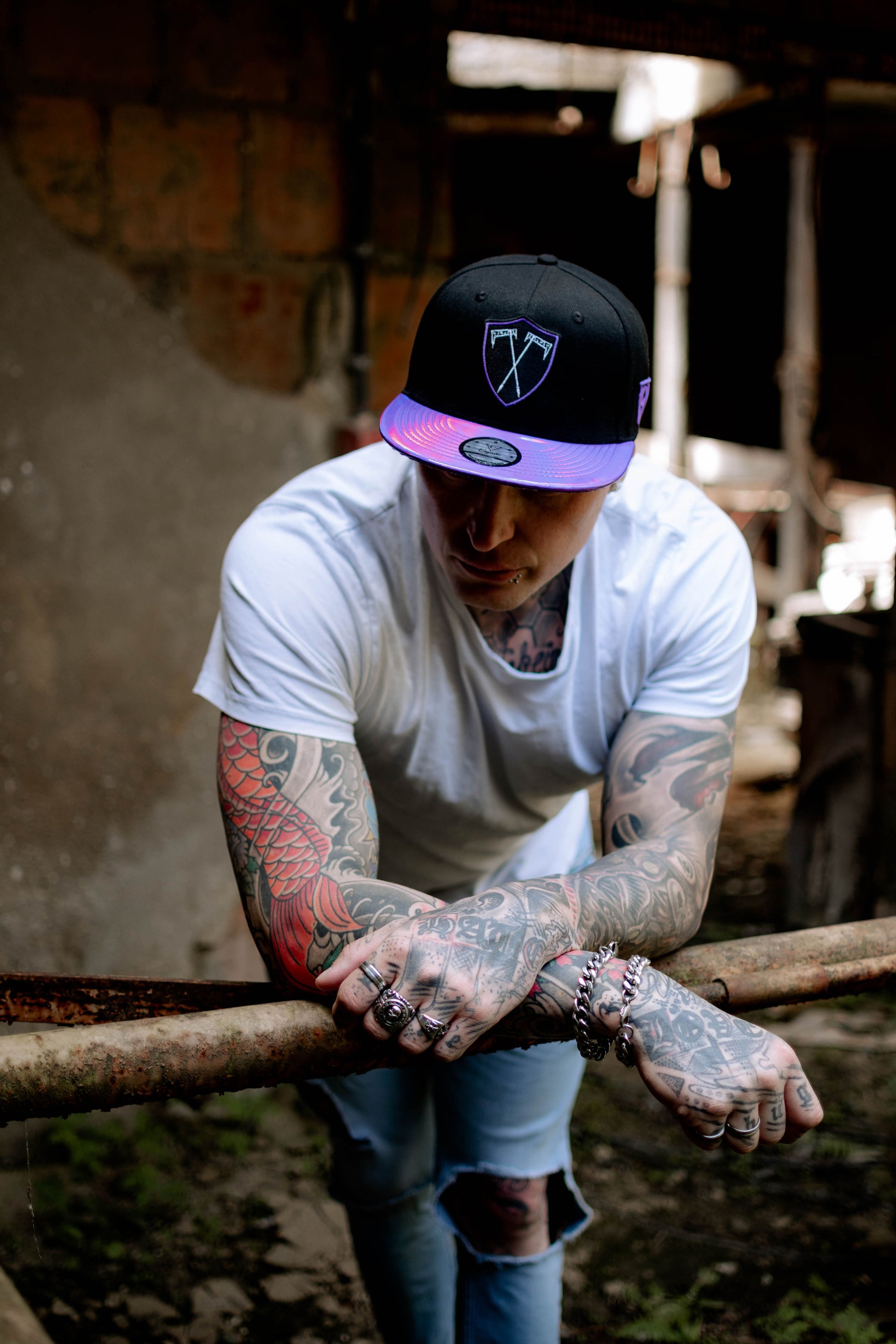 The Executioner Snapback - Black/Purple Holographic - Capiche Caps Purple