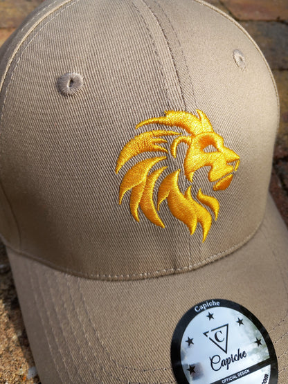 Lion Curved Baseball Cap - Beige - Capiche Caps Beige/Brown