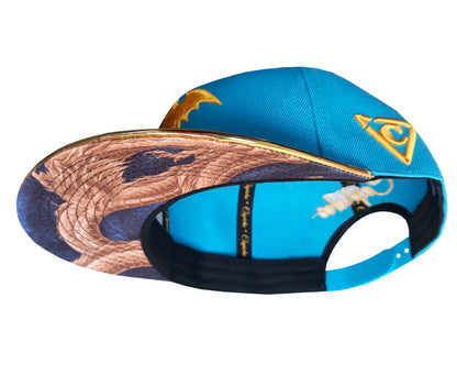 Golden Dragon Snapback - Blue/Gold - Capiche Caps Snapback