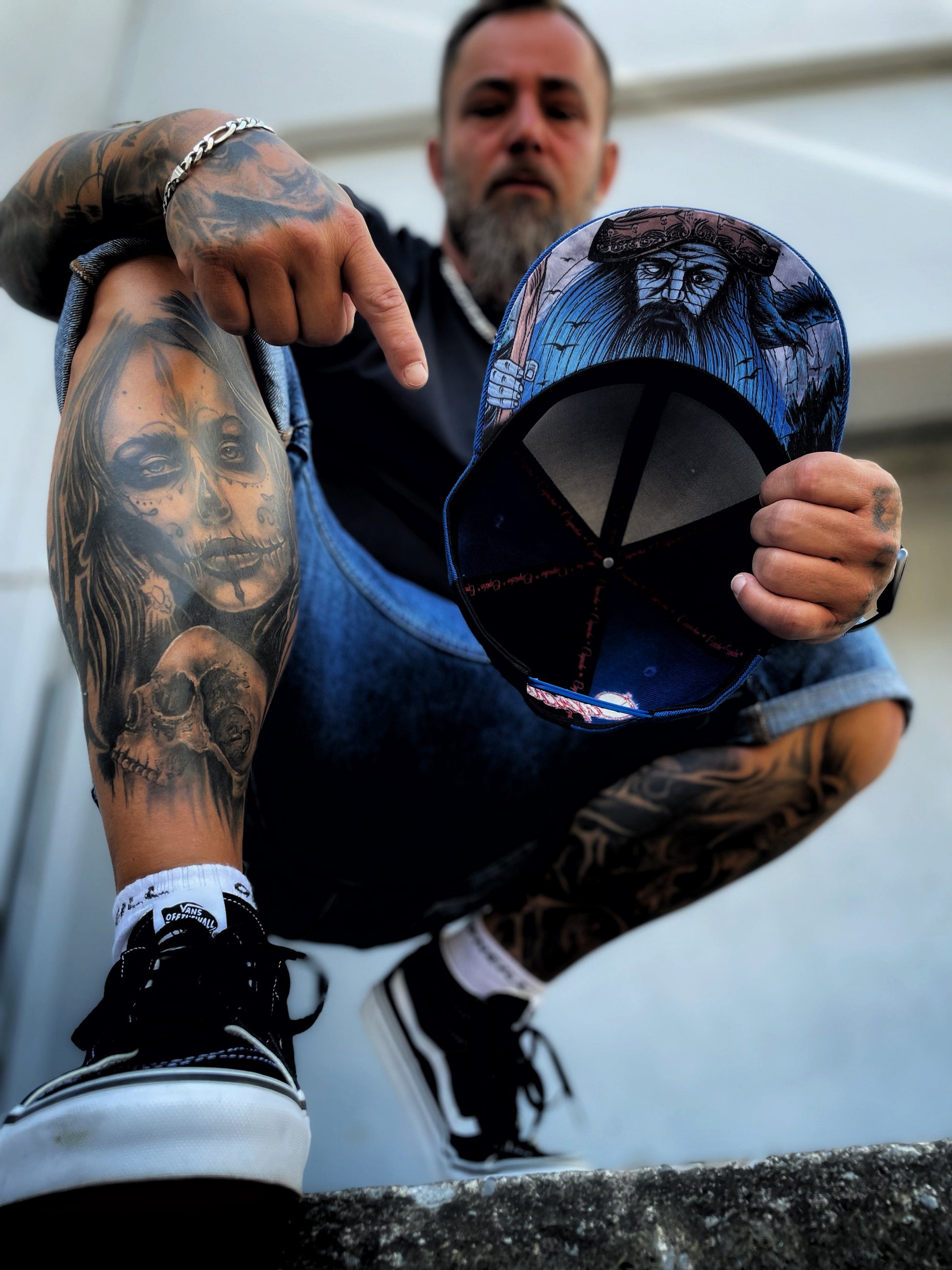 Snapback Half Blue Half Black Colored Panels 50 50 Odin Norse Mythology (15).jpg