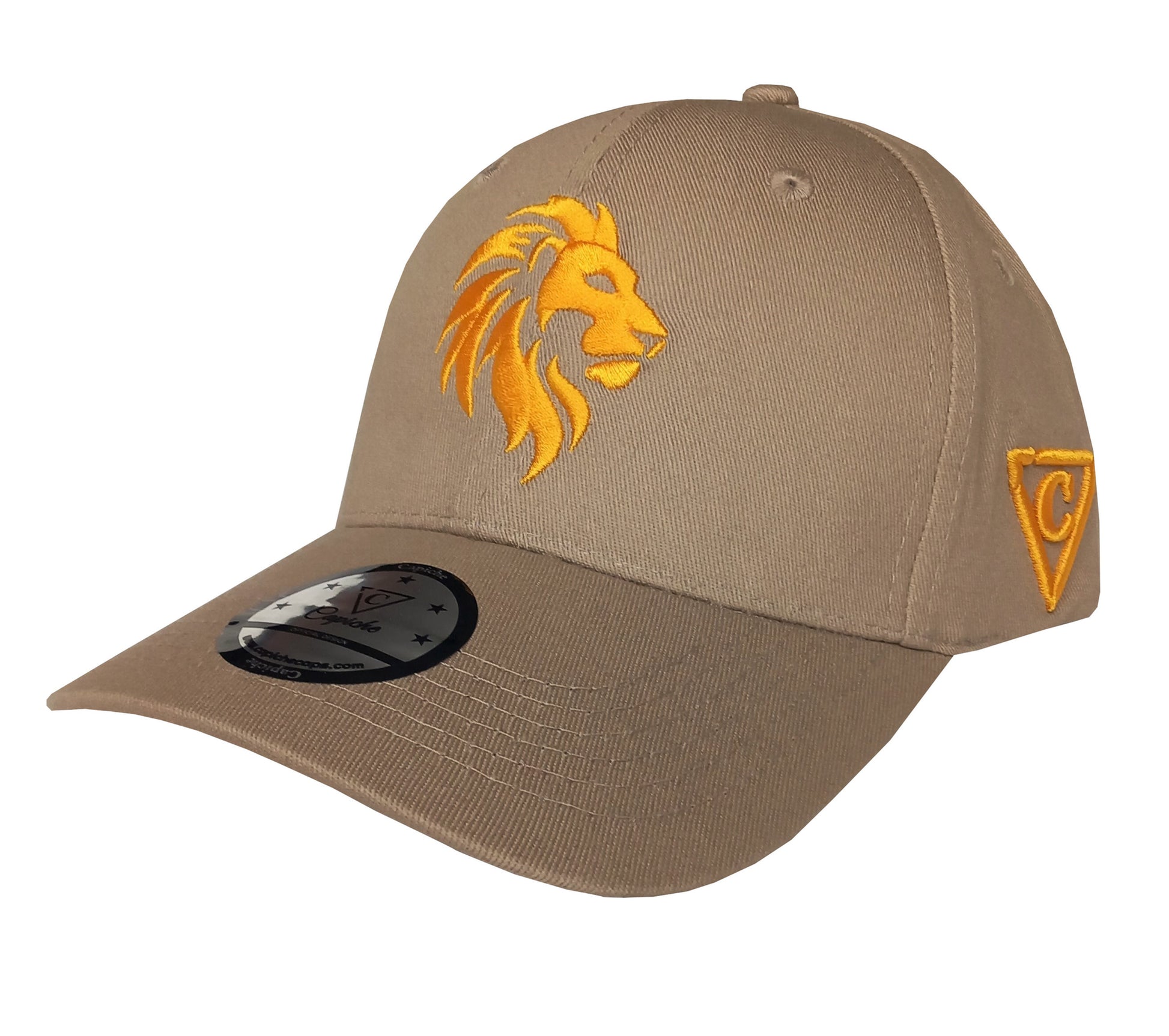 Lion Curved Baseball Cap - Beige - Capiche Caps Beige/Brown