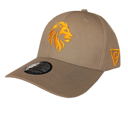 Lion Curved Baseball Cap - Beige - Capiche Caps Beige/Brown