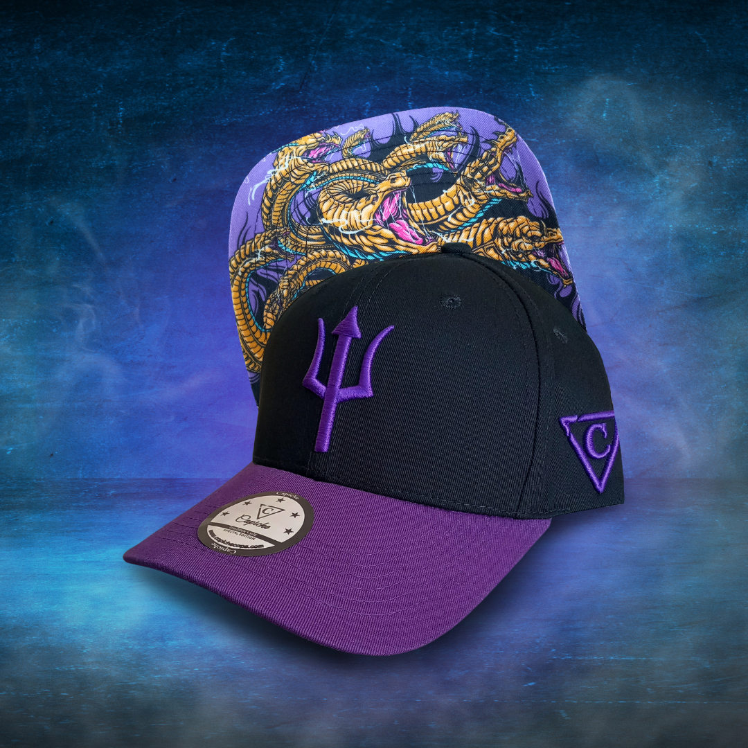 Hydra Curved Cap Child Size - Black/Purple - Capiche Caps Purple