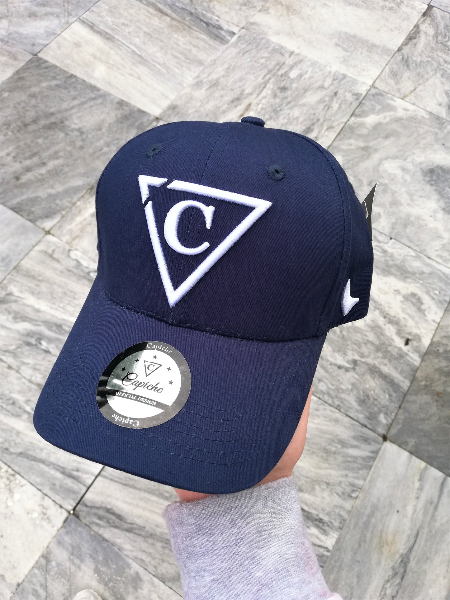 Haunted Place Curved Baseball Cap - Dark Blue - Capiche Caps Curved Cap