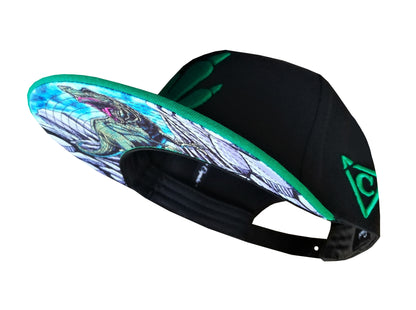 T-rex Snapback - Black/Green - Capiche Caps Black