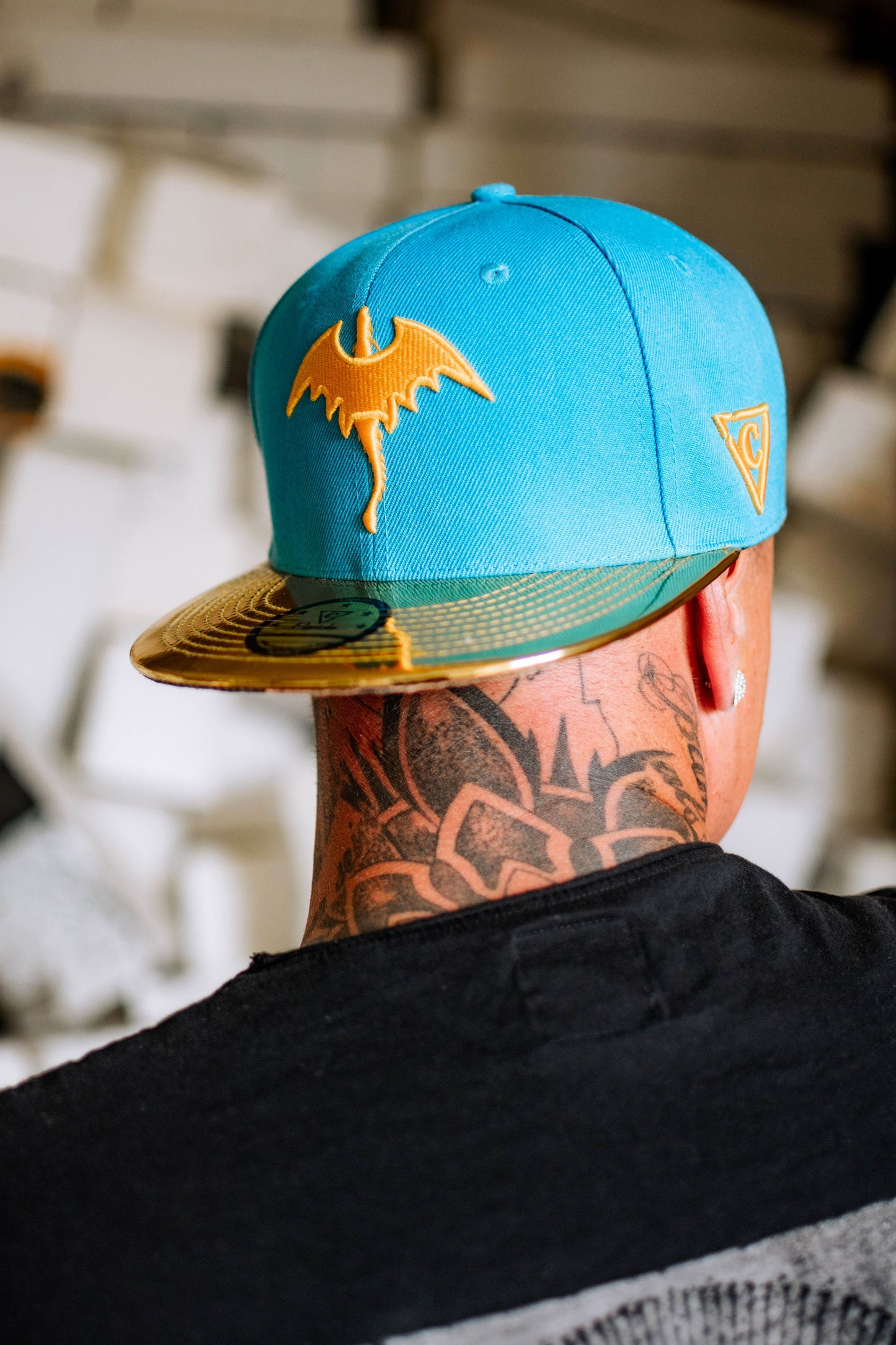 Golden Dragon Snapback - Blue/Gold - Capiche Caps Snapback