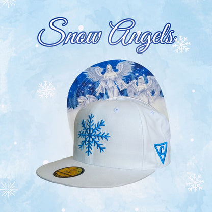 Snow Angels Snapback - White Suede - Capiche Caps Suede