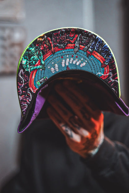 Black Jack Snapback - Purple/Neon Green - Capiche Caps Casino