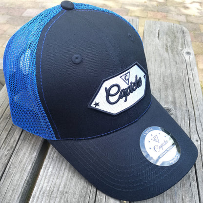 Hidden Lady Trucker Cap - Blue/Black - Capiche Caps Trucker Cap