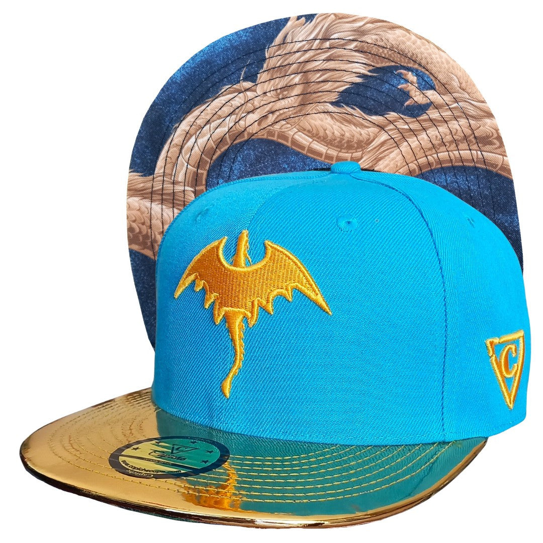 Golden Dragon Snapback - Blue/Gold - Capiche Caps Snapback