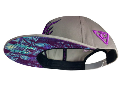 Purple Skull Snapback - Grey - Capiche Caps Snapback