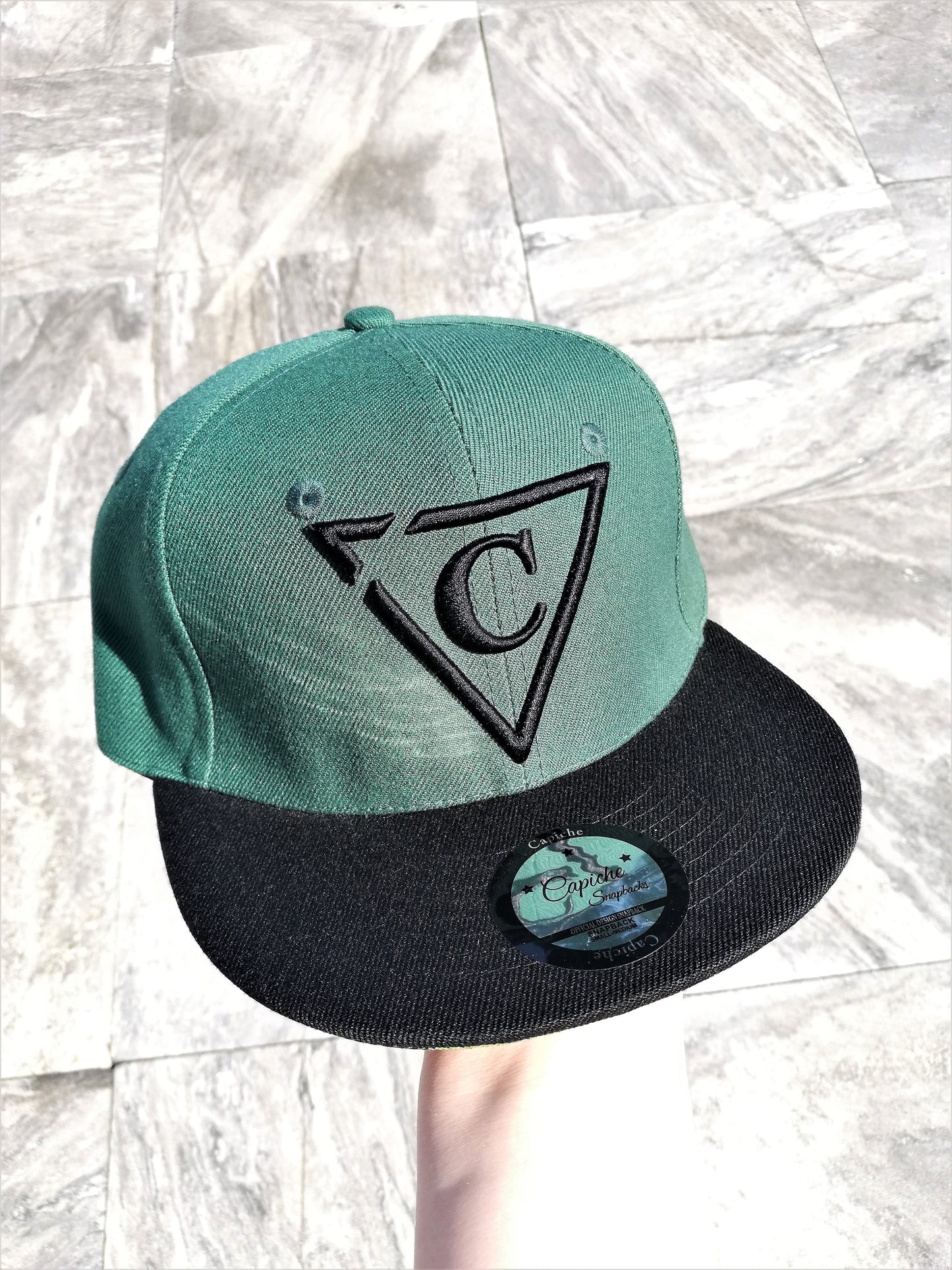 The Square Snapback - Green/Black - Capiche Caps Black