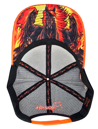 Aethon Trucker Cap - Black/Orange - Capiche Caps Black