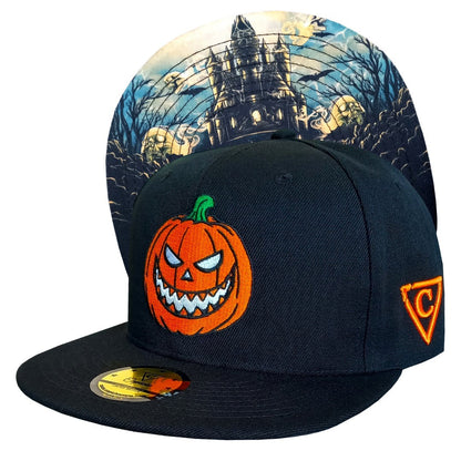 LIMITED Haunted Halloween Snapback - Black - Capiche Caps Black