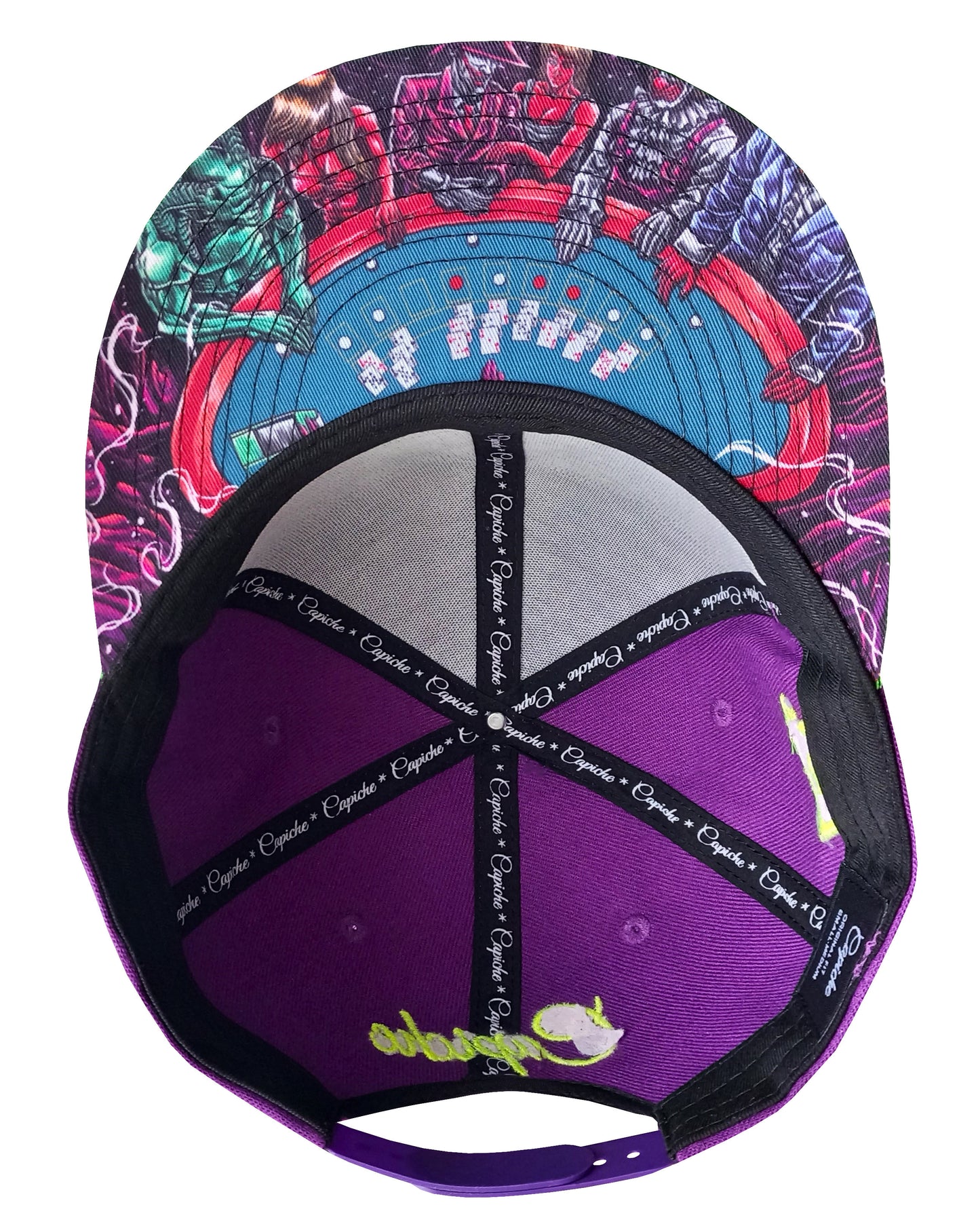 Black Jack Snapback - Purple/Neon Green - Capiche Caps Casino