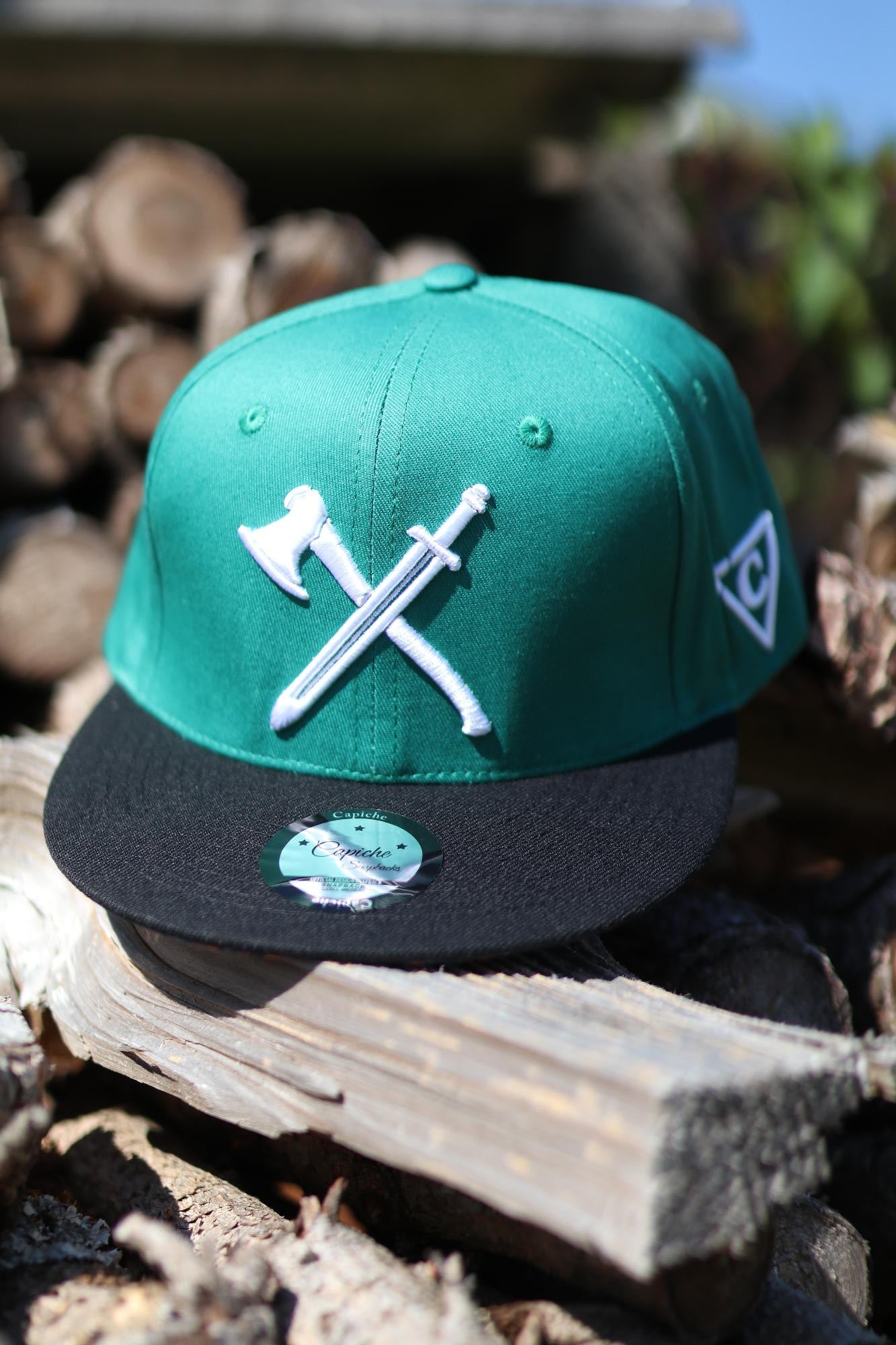 Viking 2 Snapback - Green/Black - Capiche Caps Black