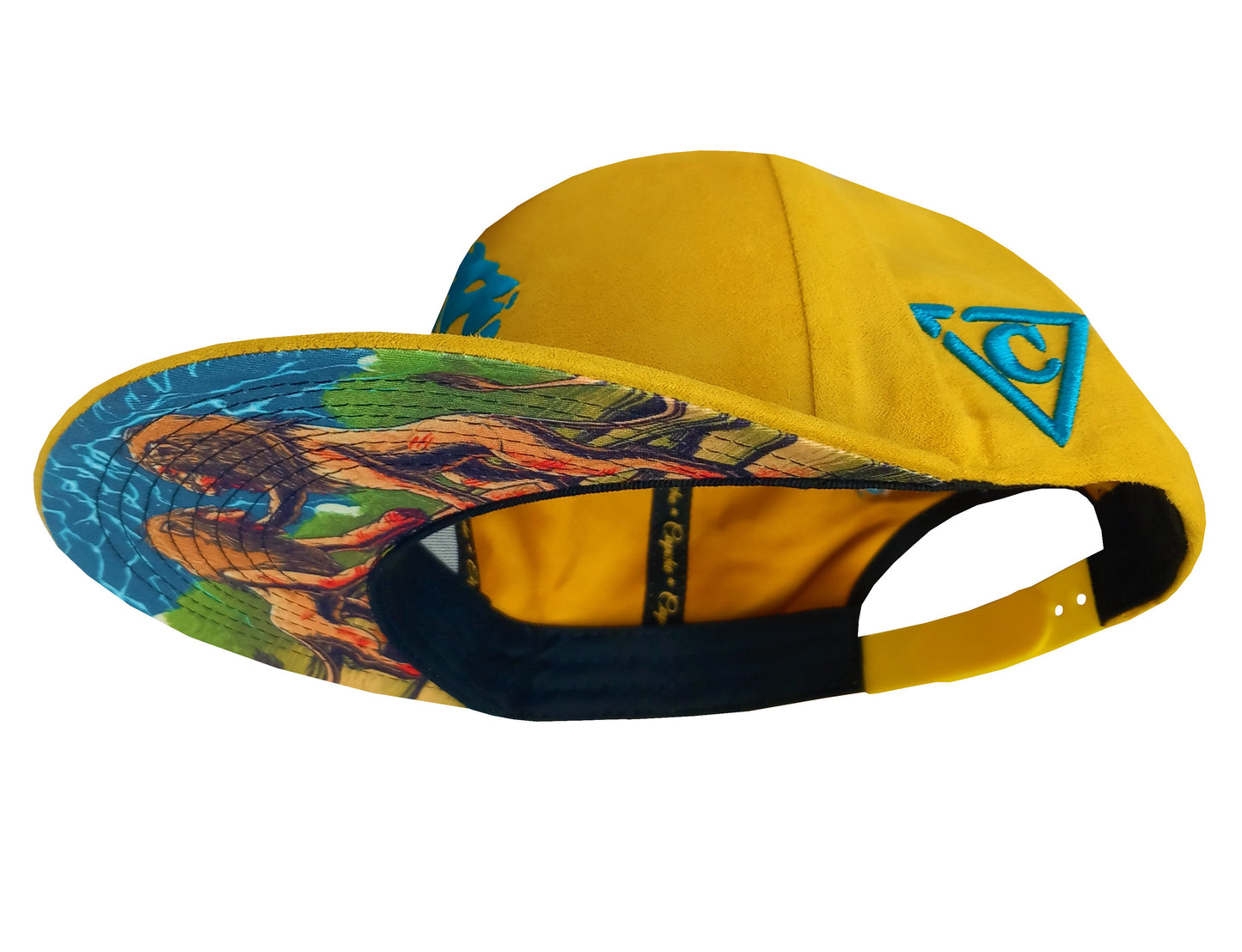 Fighting Lions Snapback - Yellow Suede - Capiche Caps Suede