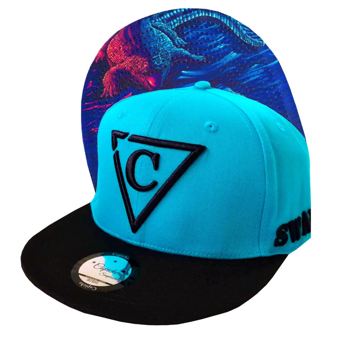 Crocodile Snapback - Blue/Black - Capiche Caps Black