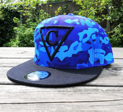 Blue Camo Snapback - Capiche Caps Black