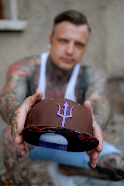 Argus Snapback - Brown/Purple Stitches - Capiche Caps Purple