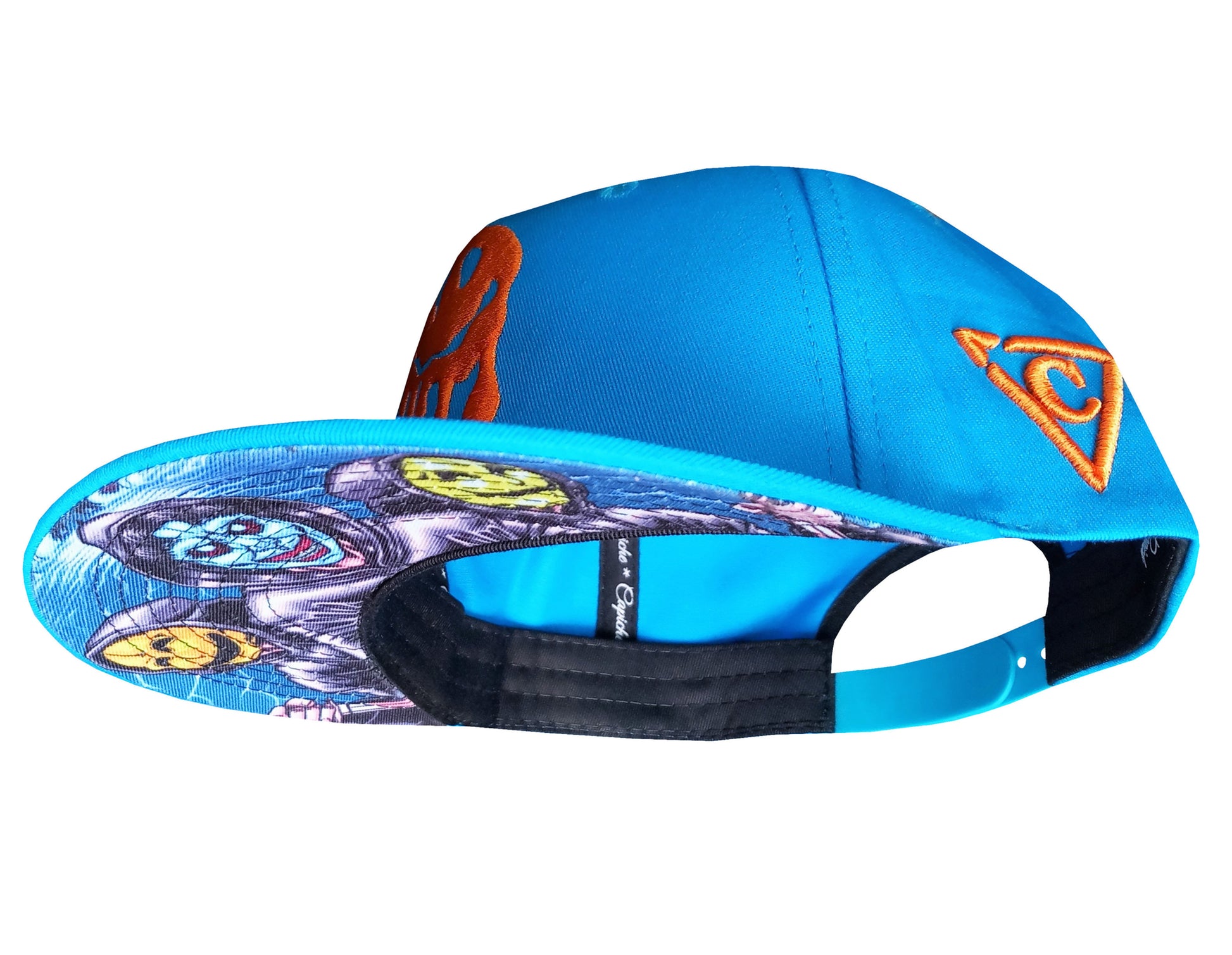 Smiley Gang Snapback - Blue/Orange - Capiche Caps Orange