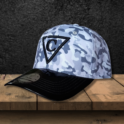 Grey Camo Curved Baseball Cap - Grey - Capiche Caps Black